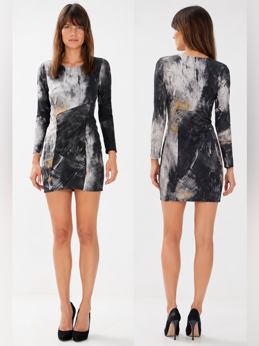 Helmut Lang Silk Abstract Paint Print Mini Dress Size 4 – 92% Silk
